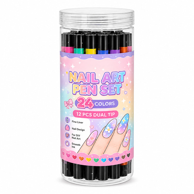 💅✨ 24 Colors Dual-Ended Nail Art Pens Set