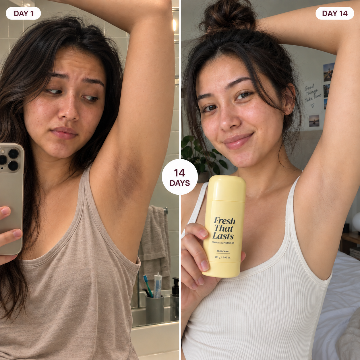 14-day underarm before and after comparison