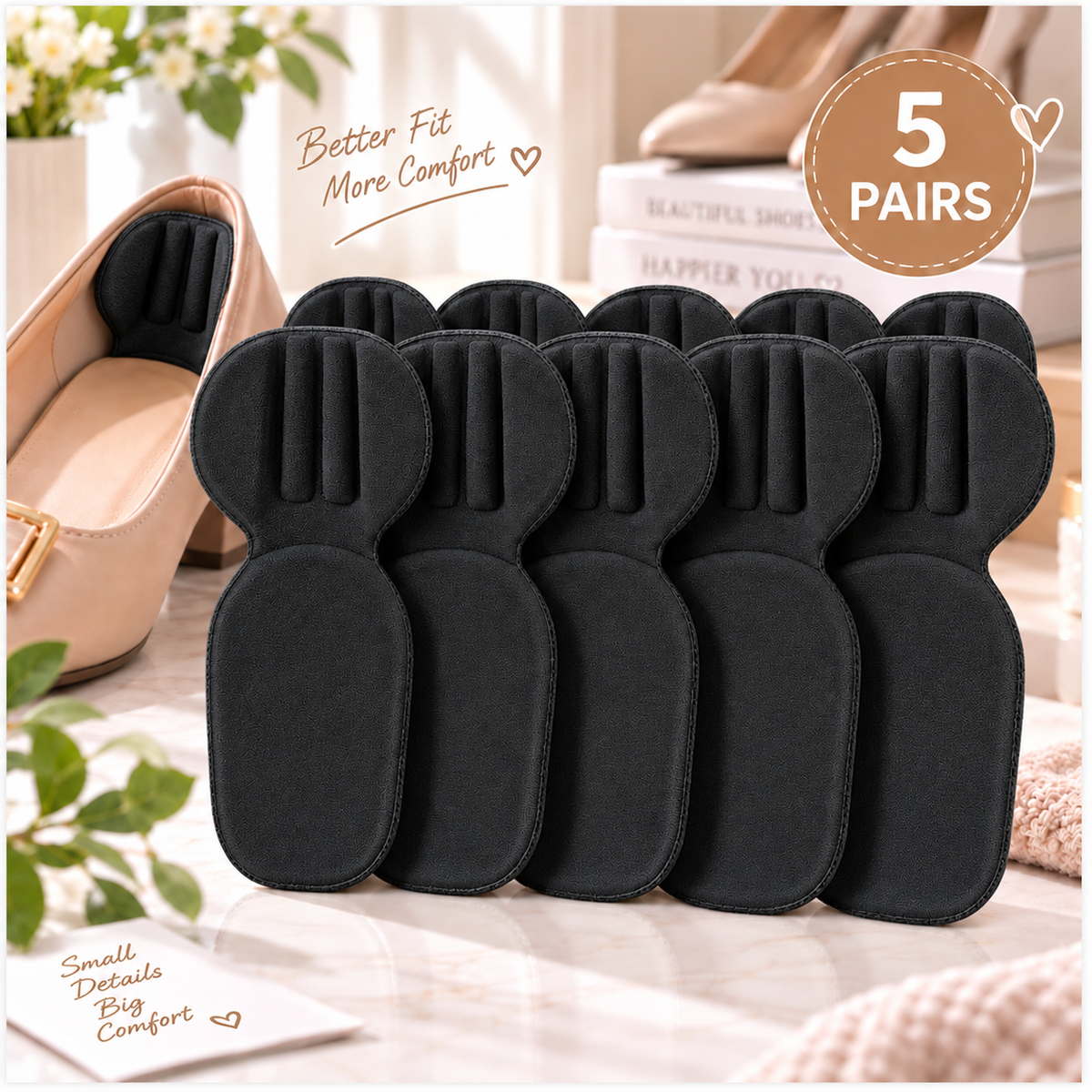 🚨 Last Day 50% OFF | 🔥 5-Pair Pack | Comfortable Anti-Slip Heel Pads for Men & Women