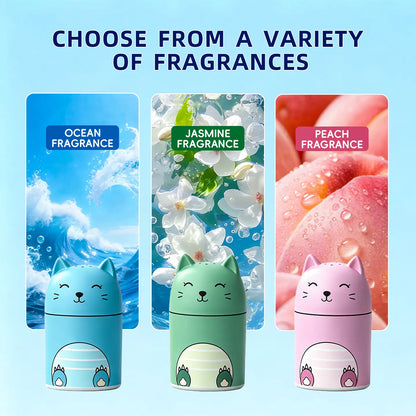 Toilet cleaner bottle set (featuring Ocean, Jasmine, Peach, Lemon, and Strawberry scents; tri-color design) with powerful cleaning tablets; suitable for indoor home use.