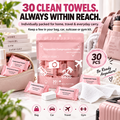 🎉 Last Day 50% OFF-30-Pack Disposable Compressed Towels – Soft, Absorbent & Travel-Friendly