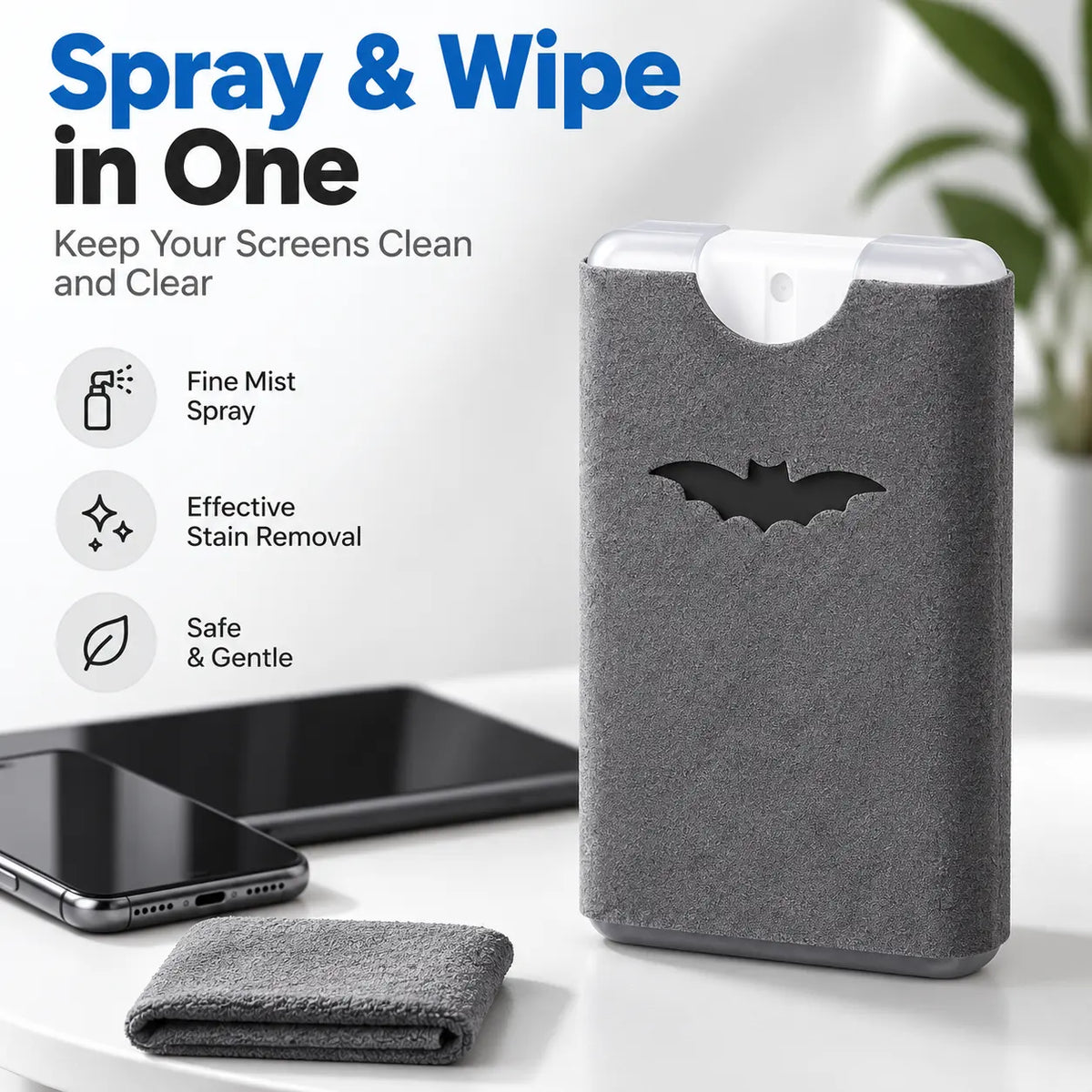 📱✨ Portable Screen Cleaner Kit – Spray + Microfiber Cloth