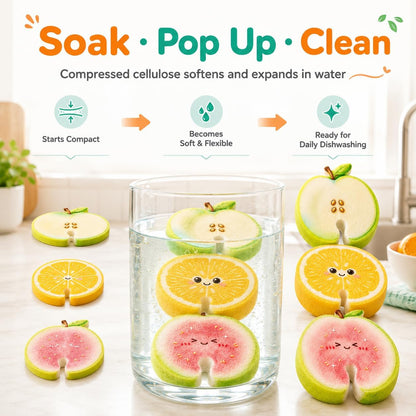 🔥 BIG SALE-🧽 Fruit-Shaped Compressed Cellulose Sponges – 3 Pack | ⏳ Last Day 50% OFF