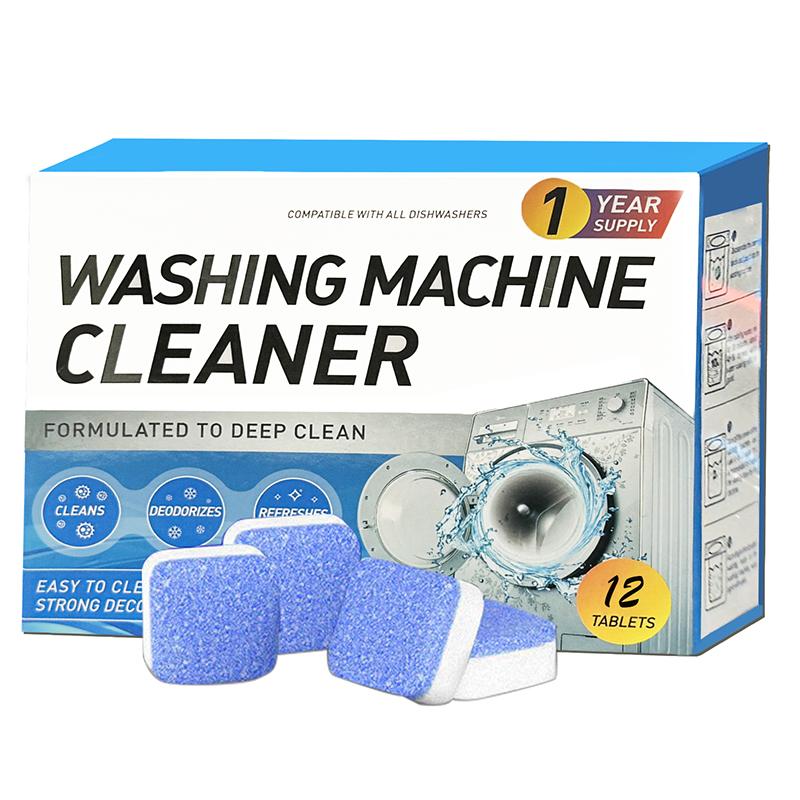 Washing Machine Cleaner Descaler 12 Pack - Deep Cleaning Tablets For HE Front Loader & Top Load Washer, Septic Safe Eco-Friendly Deodorizer, Clean Inside Drum and Laundry Tub Seal - 12 Month Supply