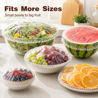 🍽️100PCS Disposable Stretch Food Covers -Elastic Bowl Covers for Kitchen Storage