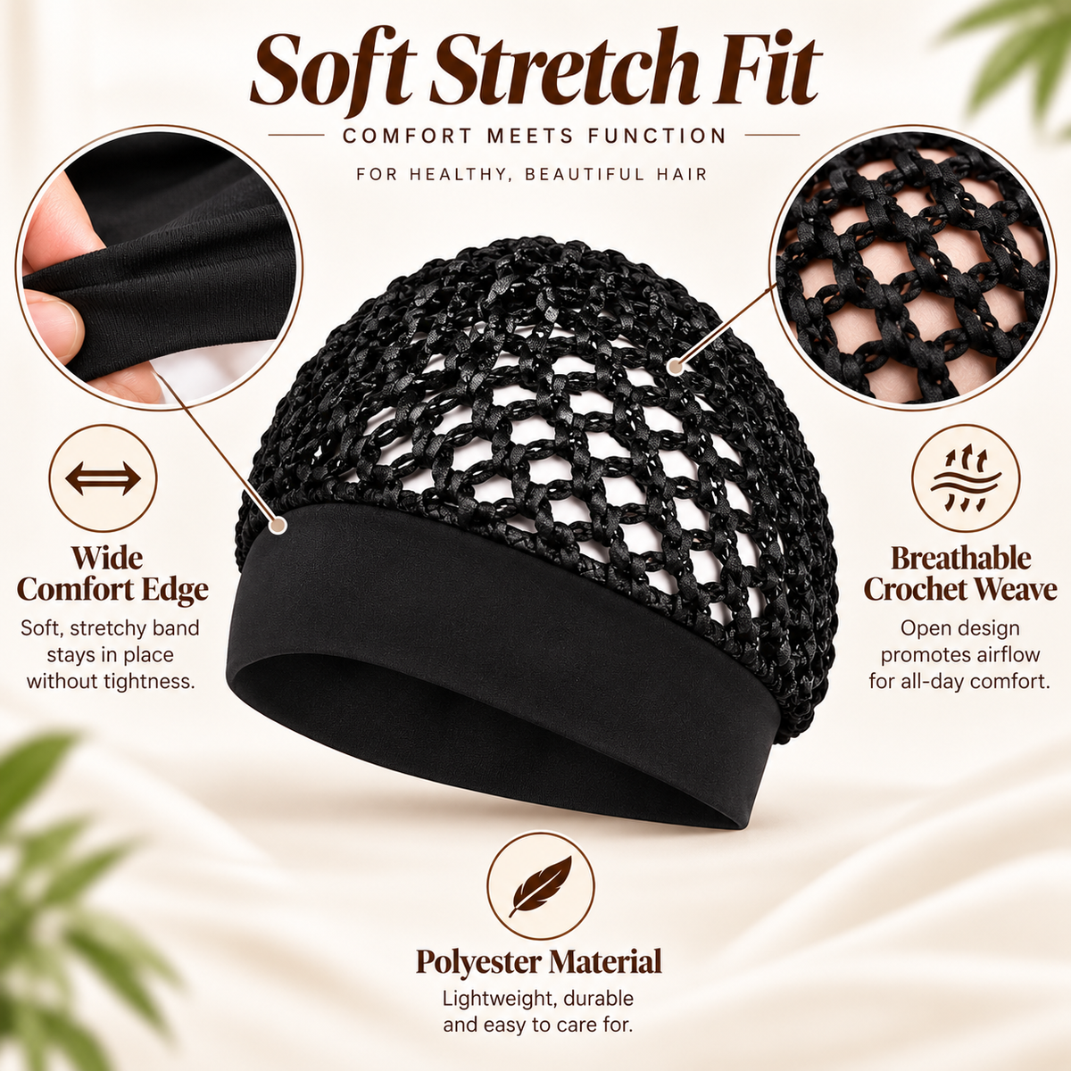 🔥 Last Day 50% OFF |🎉3-Piece Stretchy Wide-Edge Sleeping Cap Set
