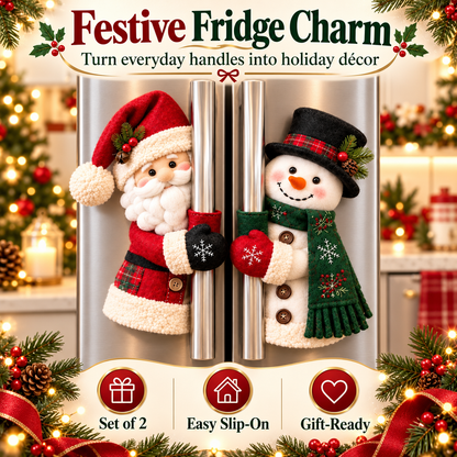 🎉Christmas Santa & Snowman Handle Huggers – Set of 2, Holiday Kitchen Decor