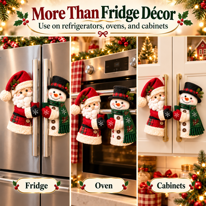 🎉Christmas Santa & Snowman Handle Huggers – Set of 2, Holiday Kitchen Decor