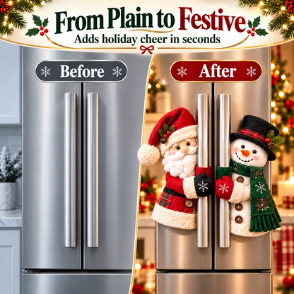🎉Christmas Santa & Snowman Handle Huggers – Set of 2, Holiday Kitchen Decor