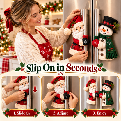 🎉Christmas Santa & Snowman Handle Huggers – Set of 2, Holiday Kitchen Decor