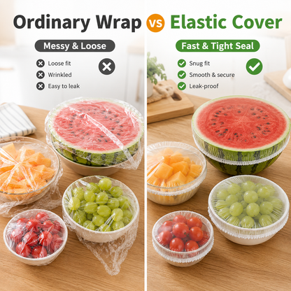 🍽️100PCS Disposable Stretch Food Covers -Elastic Bowl Covers for Kitchen Storage