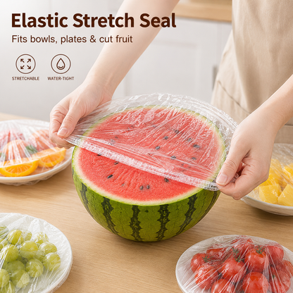 🍽️100PCS Disposable Stretch Food Covers -Elastic Bowl Covers for Kitchen Storage