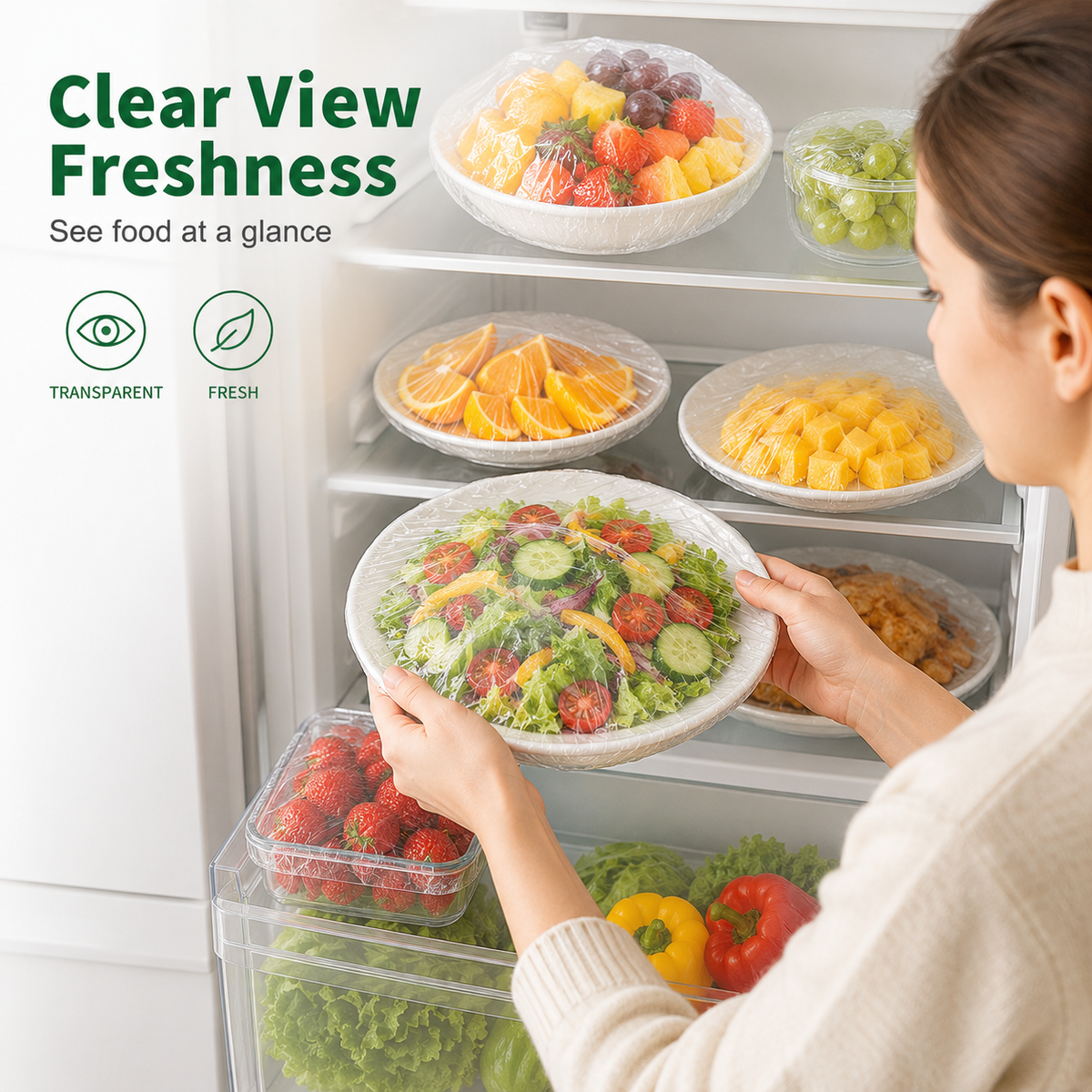 🍽️100PCS Disposable Stretch Food Covers -Elastic Bowl Covers for Kitchen Storage
