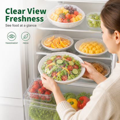 🍽️100PCS Disposable Stretch Food Covers -Elastic Bowl Covers for Kitchen Storage