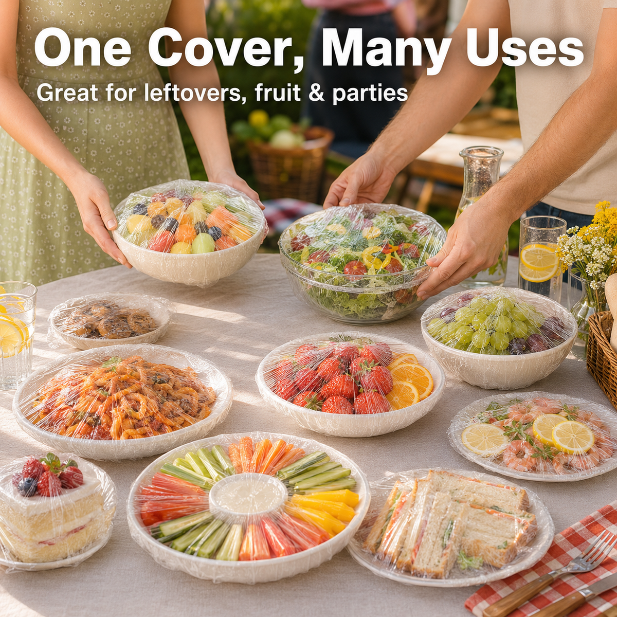🍽️100PCS Disposable Stretch Food Covers -Elastic Bowl Covers for Kitchen Storage
