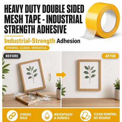 ⏳ Last Day 50% OFF | 🛠️Heavy-Duty Double-Sided Mesh Tape – Industrial-Strength Adhesive
