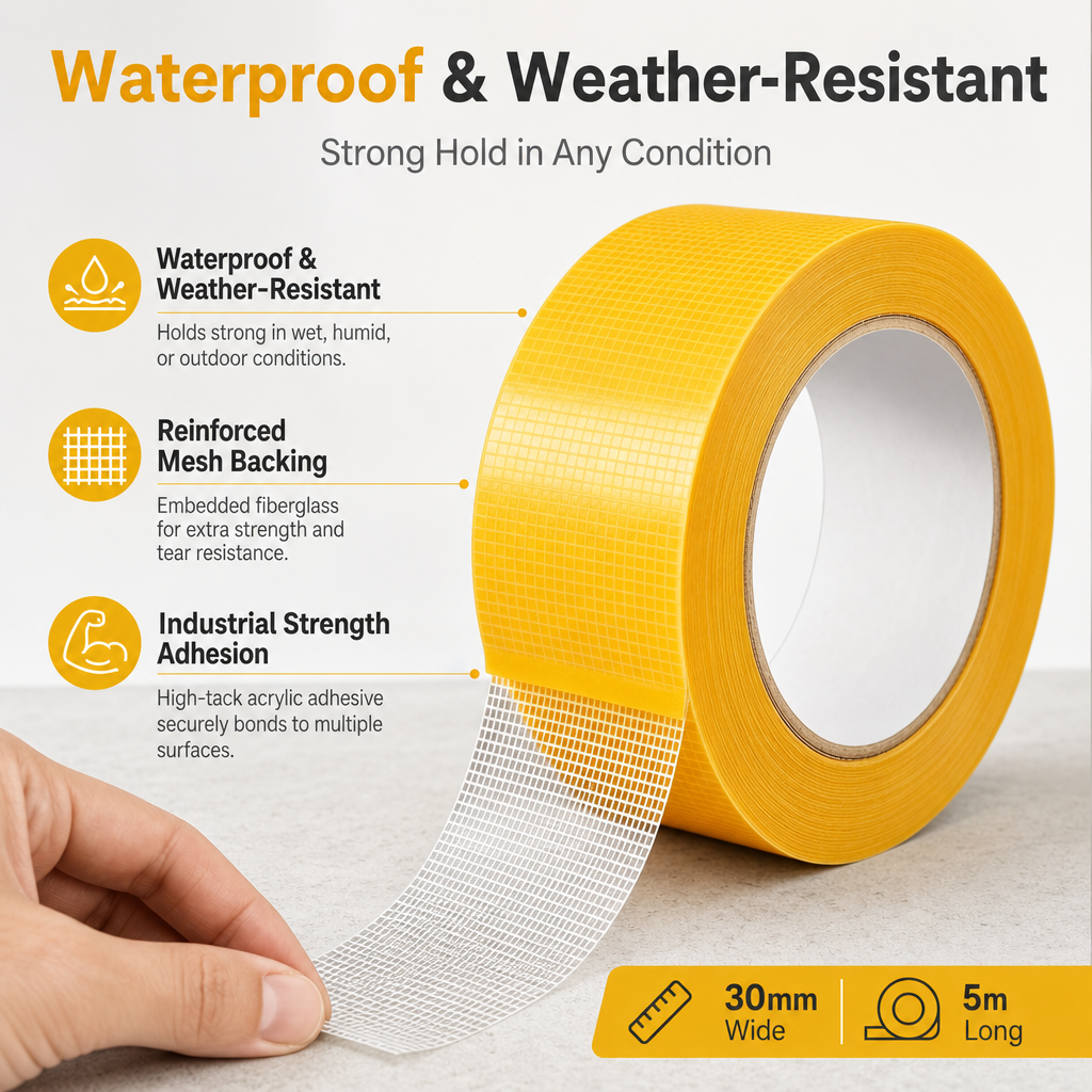 ⏳ Last Day 50% OFF | 🛠️Heavy-Duty Double-Sided Mesh Tape – Industrial-Strength Adhesive