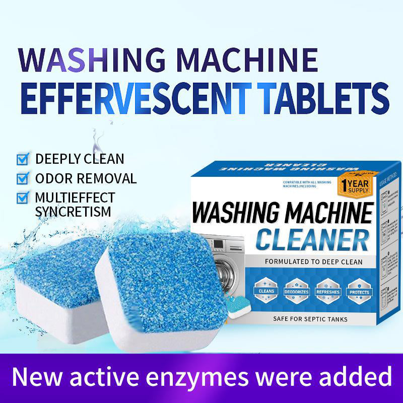 Washing Machine Cleaner Descaler 12 Pack - Deep Cleaning Tablets For HE Front Loader & Top Load Washer, Septic Safe Eco-Friendly Deodorizer, Clean Inside Drum and Laundry Tub Seal - 12 Month Supply