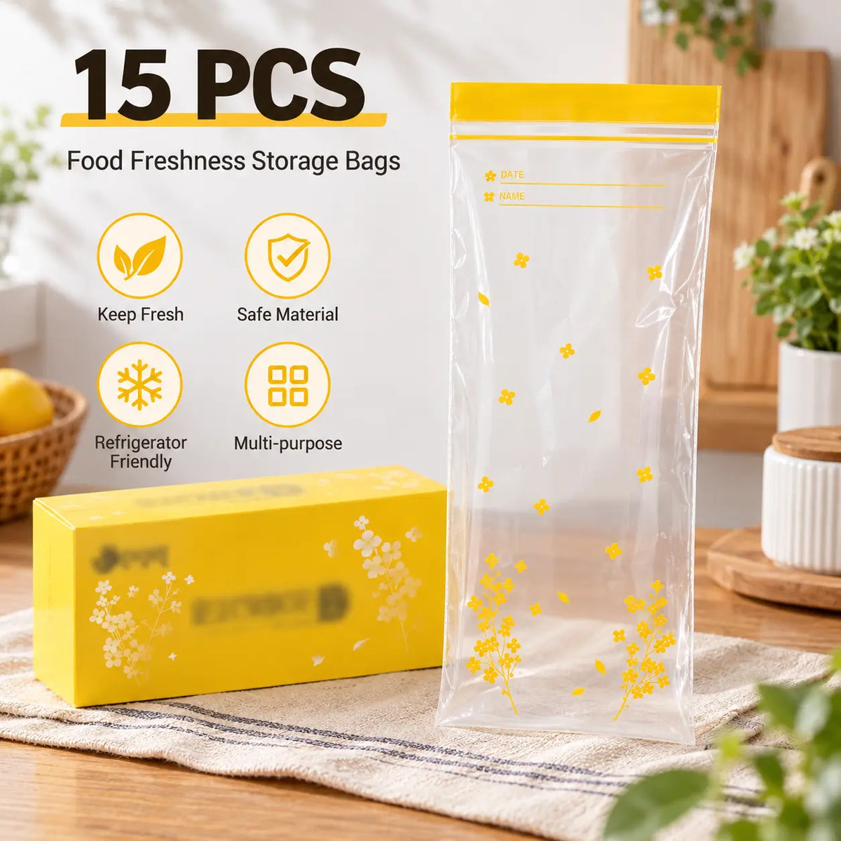 ⏳ Last Day 50% OFF | 🥡 15-Pack Reusable Food Storage Bags – Double-Seal & Leak-Resistant