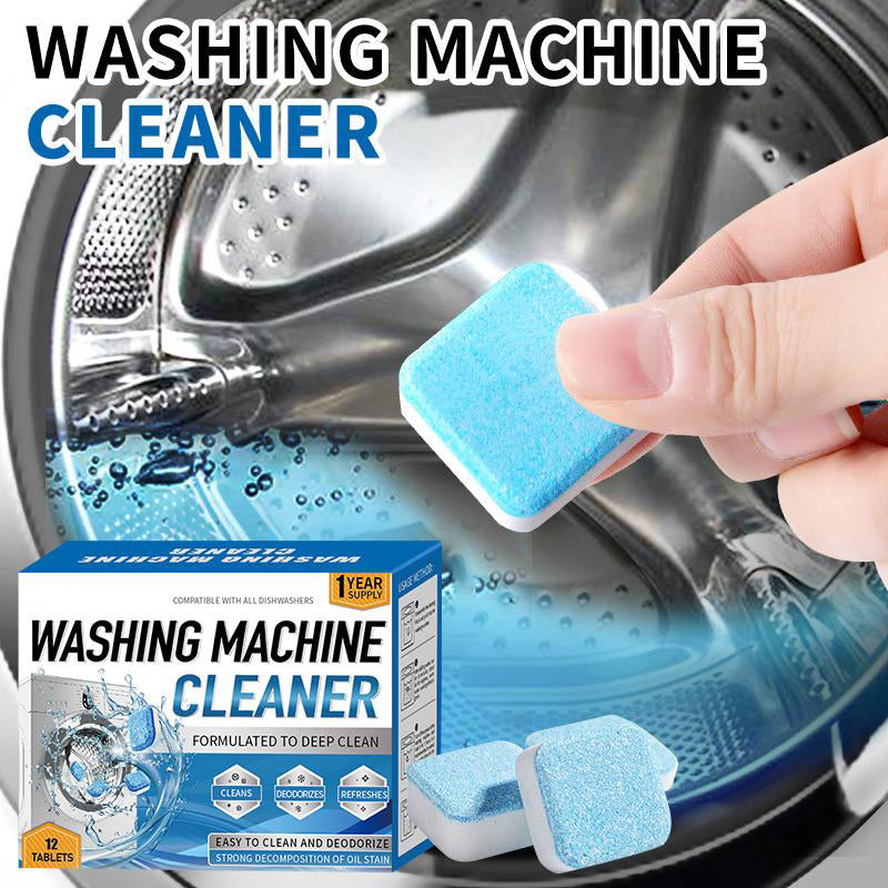 Washing Machine Cleaner Descaler 12 Pack - Deep Cleaning Tablets For HE Front Loader & Top Load Washer, Septic Safe Eco-Friendly Deodorizer, Clean Inside Drum and Laundry Tub Seal - 12 Month Supply