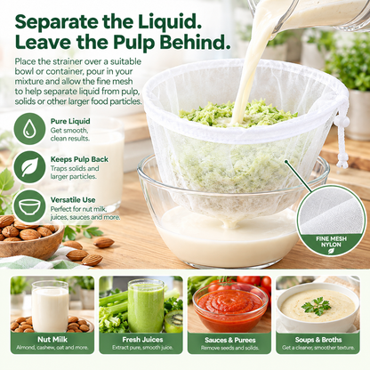 🚨 Last Day 50% OFF | 🥛 Bowl-Shaped Nylon Nut Milk Bag – Reusable & Easy-to-Use Strainer