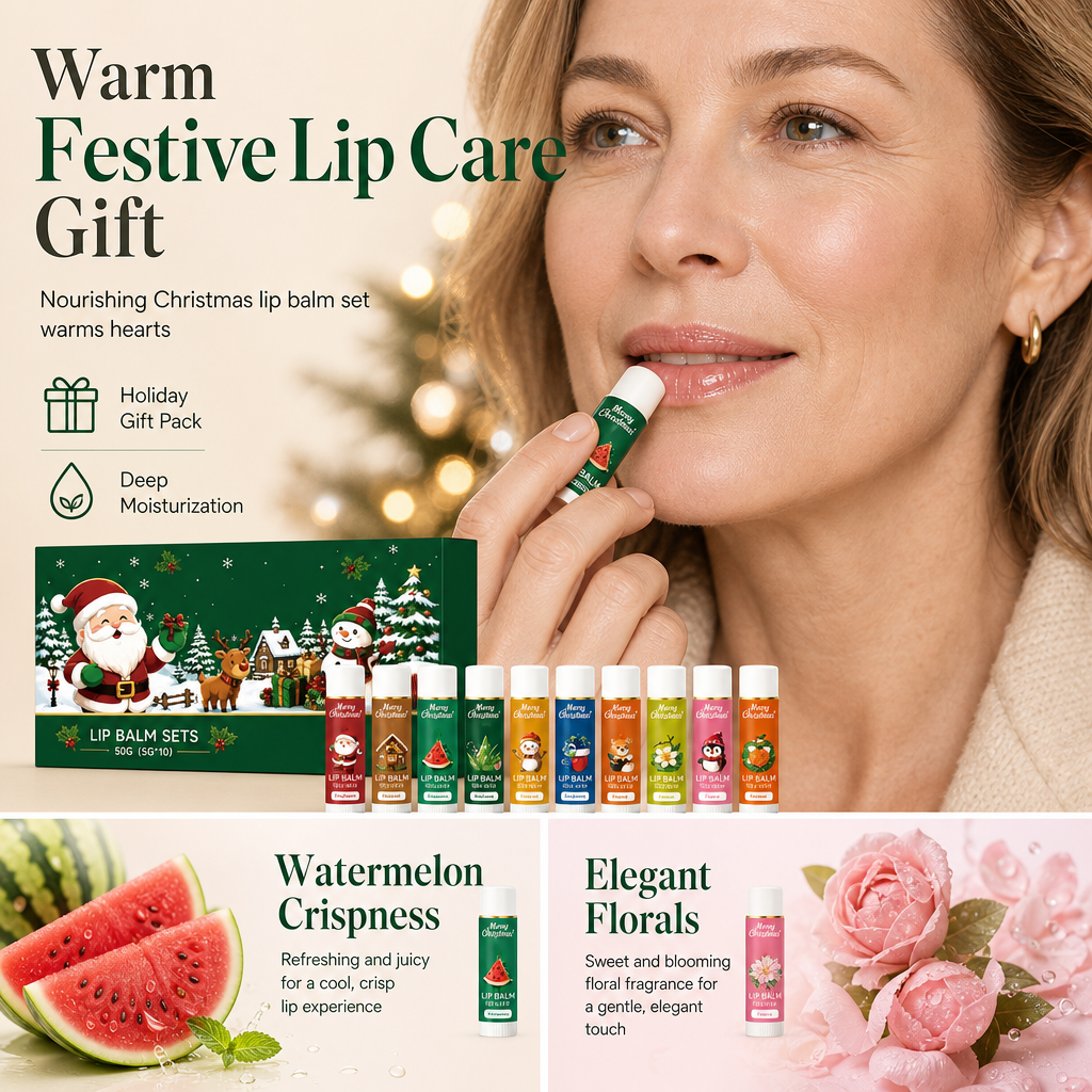 ⏳ Last Day 50% OFF| 🎄💋Christmas Moisturizing Lip Balm Set – Hydrating, Long-Lasting, Perfect Holiday Gift