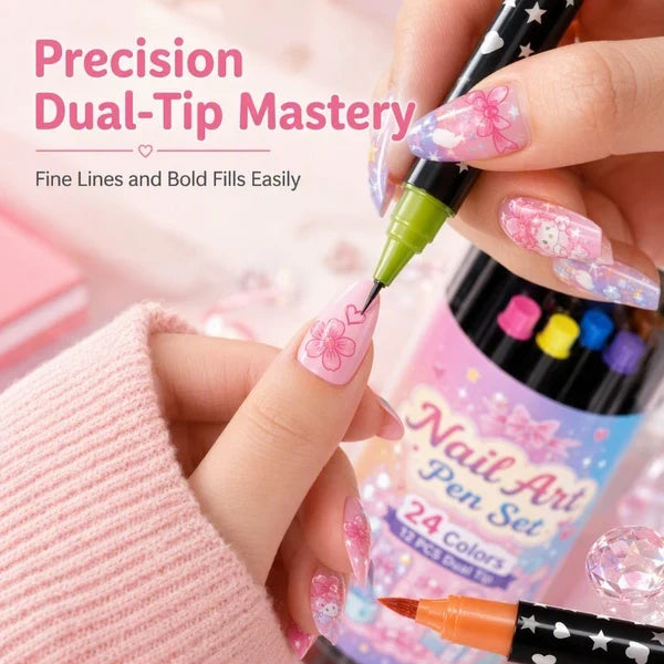 💅✨ 24 Colors Dual-Ended Nail Art Pens Set