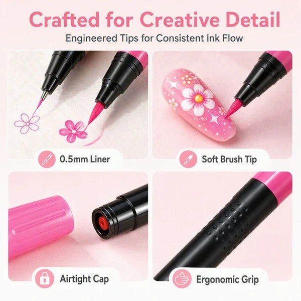 💅✨ 24 Colors Dual-Ended Nail Art Pens Set