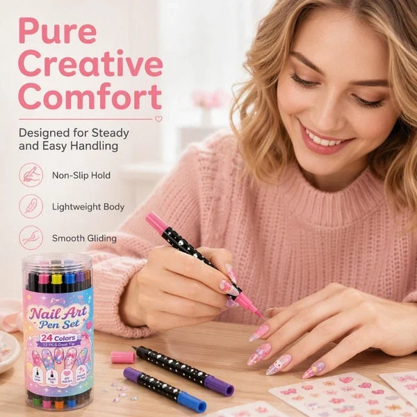 💅✨ 24 Colors Dual-Ended Nail Art Pens Set