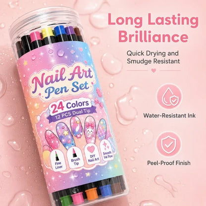 💅✨ 24 Colors Dual-Ended Nail Art Pens Set