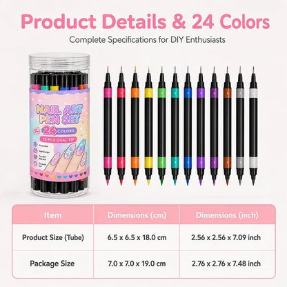 💅✨ 24 Colors Dual-Ended Nail Art Pens Set