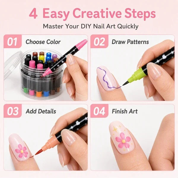 💅✨ 24 Colors Dual-Ended Nail Art Pens Set