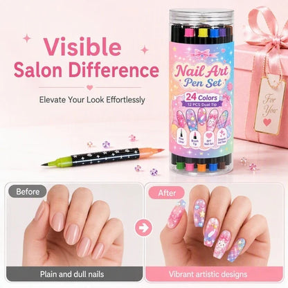 💅✨ 24 Colors Dual-Ended Nail Art Pens Set