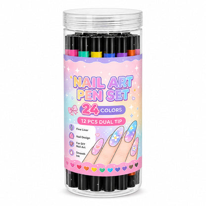 💅✨ 24 Colors Dual-Ended Nail Art Pens Set