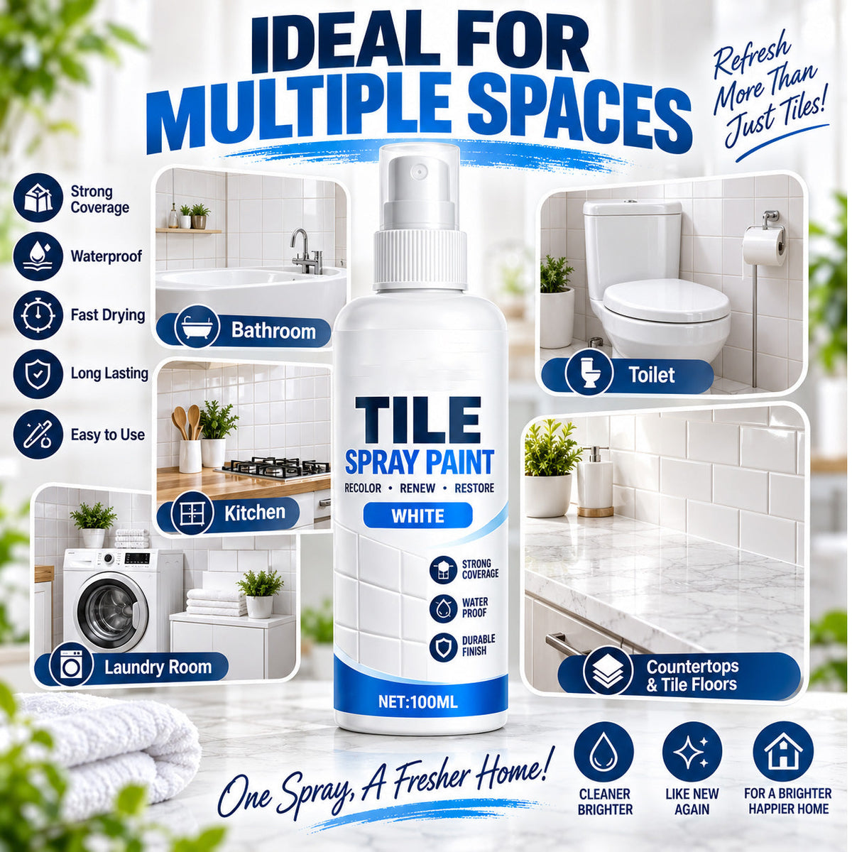 ⏳ Last Day 50% OFF | 🎨Tile Renewal Spray Paint – 100ml, 3 Colors