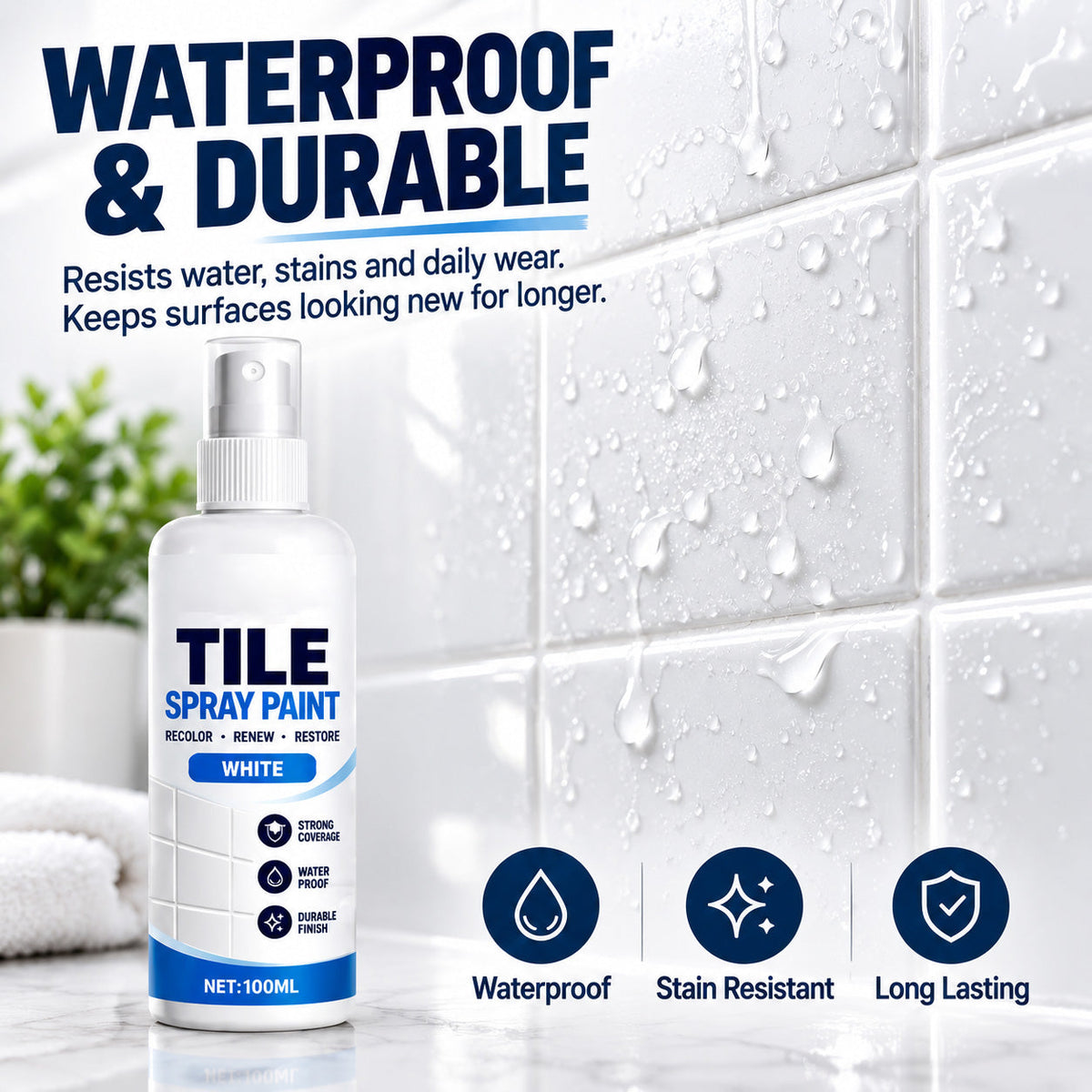 ⏳ Last Day 50% OFF | 🎨Tile Renewal Spray Paint – 100ml, 3 Colors