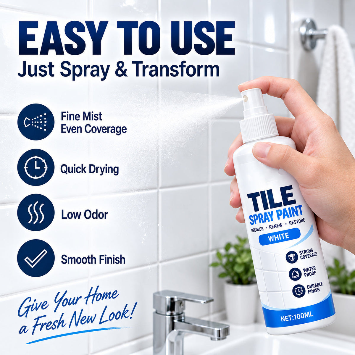 ⏳ Last Day 50% OFF | 🎨Tile Renewal Spray Paint – 100ml, 3 Colors