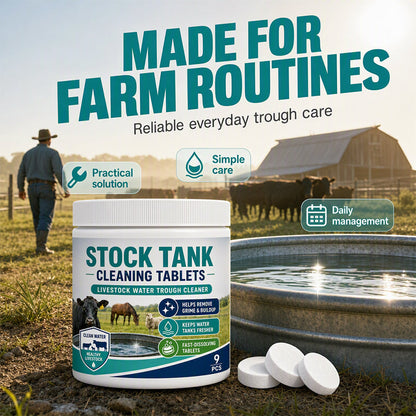 ⏳ Last Day 50% OFF | 🐄💧 Fast-Dissolving Livestock Water Tank Cleaning Tablets