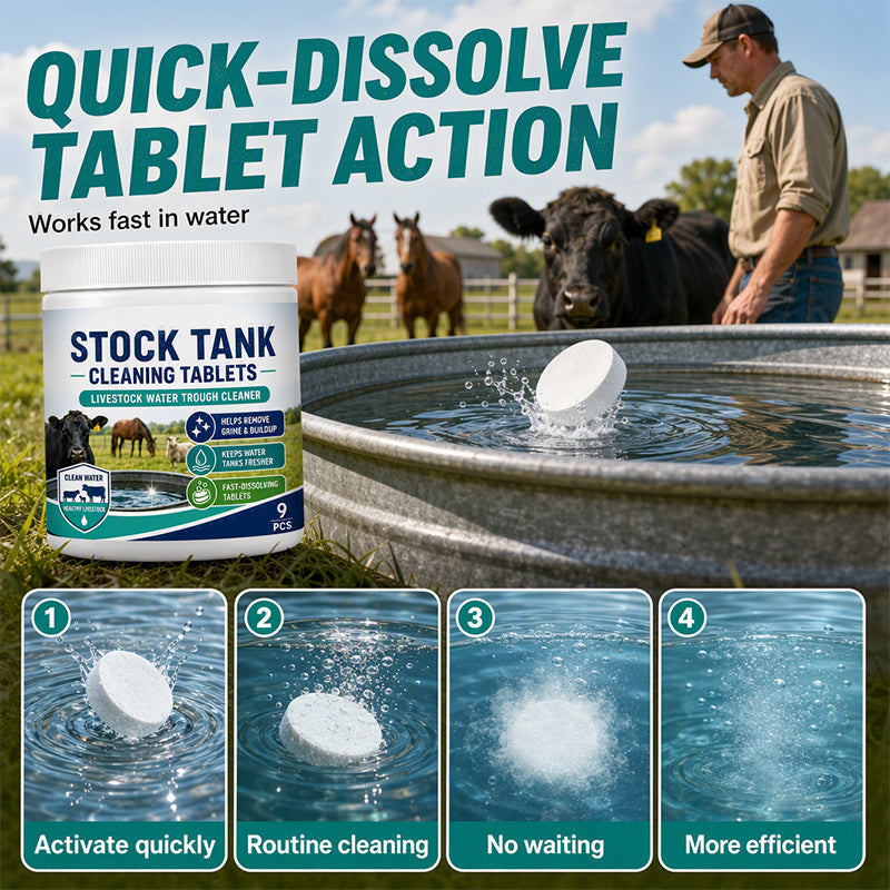 ⏳ Last Day 50% OFF | 🐄💧 Fast-Dissolving Livestock Water Tank Cleaning Tablets