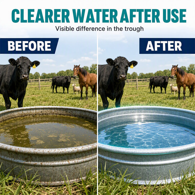 ⏳ Last Day 50% OFF | 🐄💧 Fast-Dissolving Livestock Water Tank Cleaning Tablets